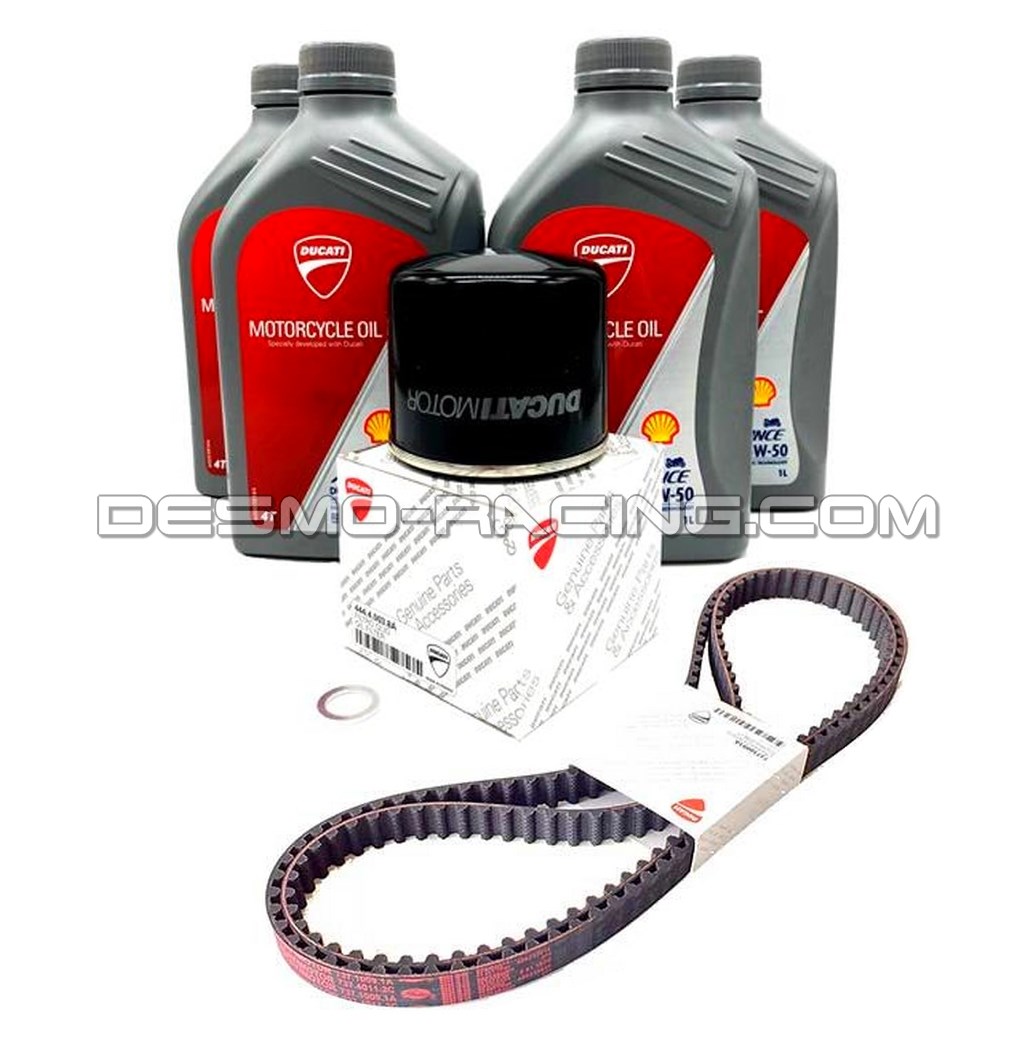 KIT ENTRETIEN N°9 - COURROIE DUCATI 73740121B + HUILE SHELL ULTRA  + FILTRE A HUILE + JOINT
