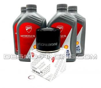 KIT ENTRETIEN N°11 - DUCATI OEM HUILE SHELL ULTRA 944650035 + FILTRE A HUILE 44440038A + JOINT 85250421A